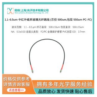 1.1-6.5um 中紅外硫系玻璃光纖跳線 (芯徑 500um,包層 550um PC-FC)