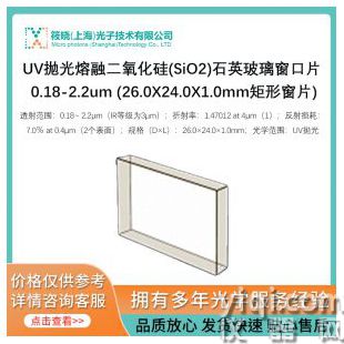 UV拋光熔融二氧化硅(SiO2)石英玻璃窗口片 0.18-2.2um (26.0X24.0X1.0mm矩形窗片)