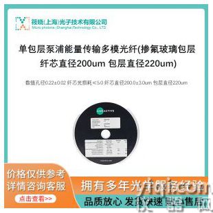單包層泵浦能量傳輸多模光纖(摻氟玻璃包層 纖芯直徑200um 包層直徑220um)